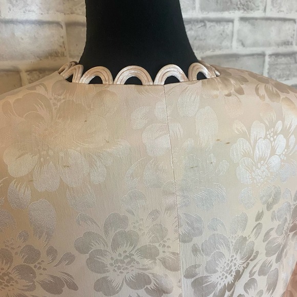 Anne Crimmins Long Sleeve Scalloped Floral Print Satin Blouse Pink Women's 14 - Picture 5 of 6